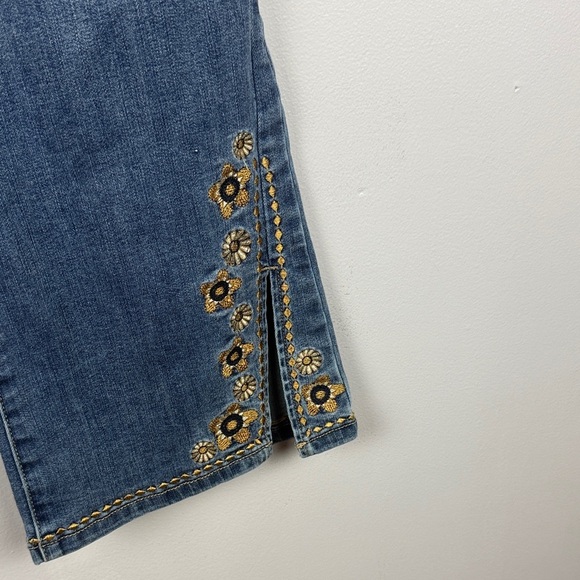 CHARLIE B Denim Flare Jeans with Gold Embroidery - Picture 8 of 15